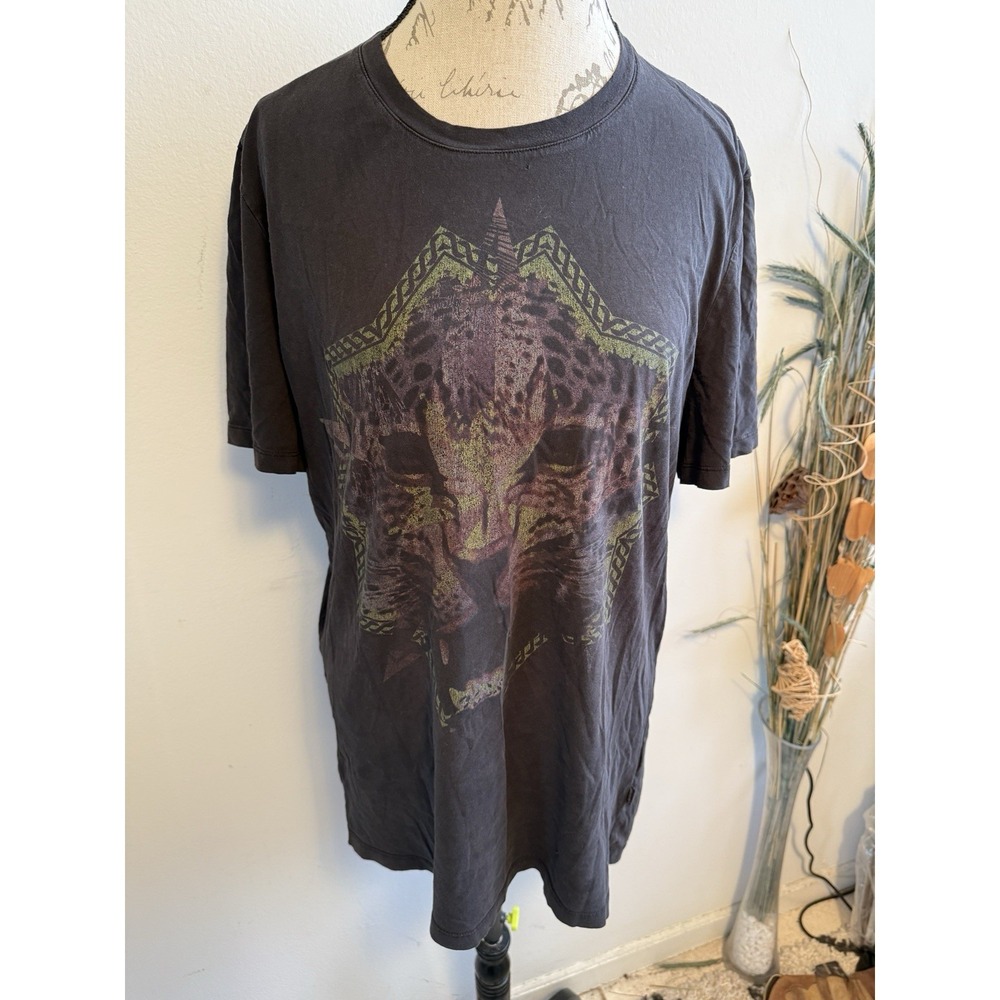 Just Cavalli‎ Black Cheetah T shirt Big Logo Size XXL